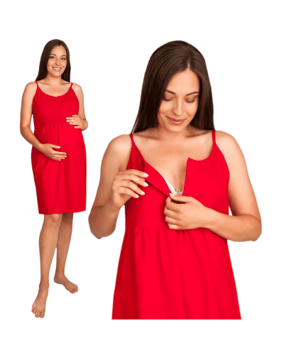 Koszula nocna ciążowa do karmienia MARYSIA na cienkie ramiączka