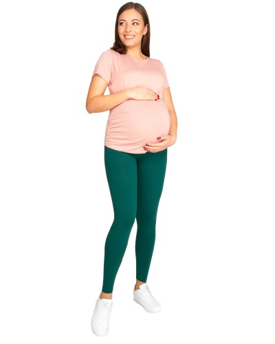 Legginsy ciążowe, polska jakość z panelem kolor butelkowa zieleń