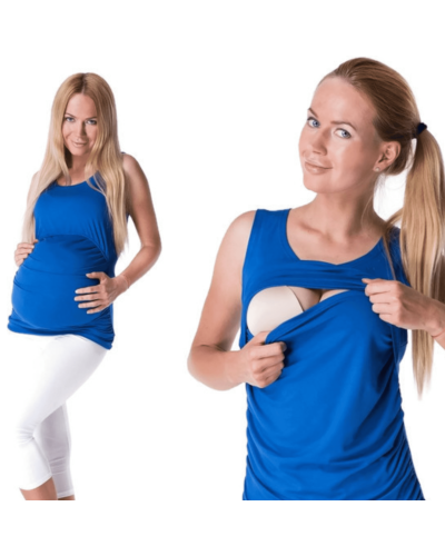 Top ciążowy do karmienia piersią - wygodna bluzka bez rękawów.