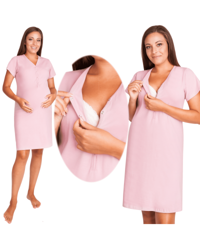 Koszula nocna ciążowa do karmienia piersią AGIBAIL RÓŻ