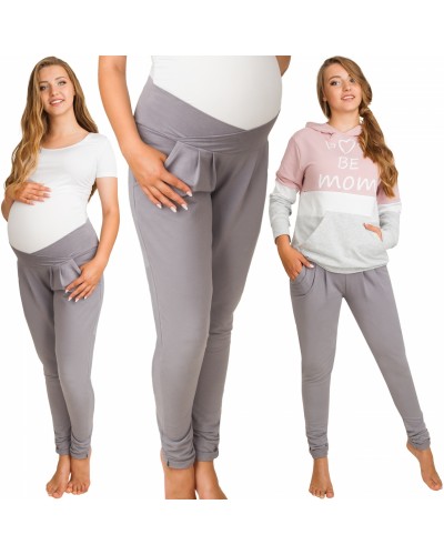Spodnie ciążowe damskie z dzianiny cygaretki