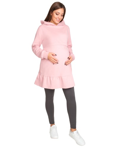 Tunika ciążowa do karmienia piersią SUZI z kapturem i falbaną