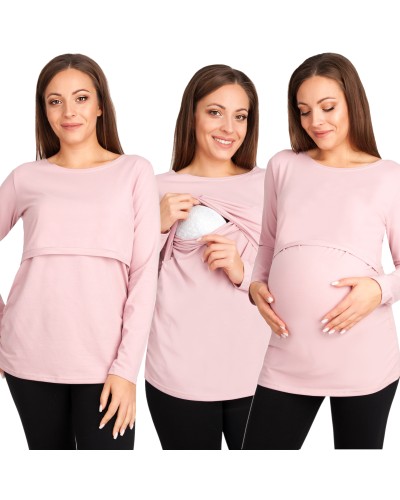 Bluzka ciążowa do karmienia KSENIA, długi rękaw bawełna