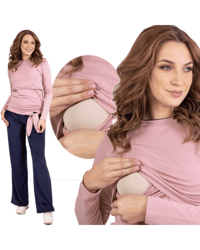 Bluzka ciążowa do karmienia Supeł długi rękaw