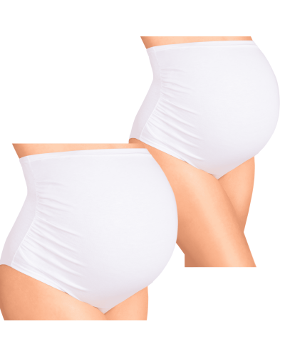 BAWEŁNIANE MAJTKI CIĄŻOWE ZOJA– NA DUŻY BRZUSZEK-białe