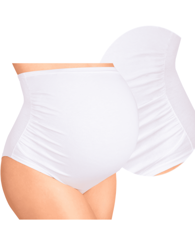 BAWEŁNIANE MAJTKI CIĄŻOWE ZOJA– NA DUŻY BRZUSZEK-białe