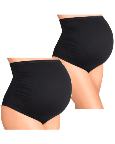 BAWEŁNIANE MAJTKI CIĄŻOWE ZOJA– NA DUŻY BRZUSZEK-czarne