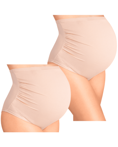 BAWEŁNIANE MAJTKI CIĄŻOWE ZOJA– NA DUŻY BRZUSZEK-beżowe