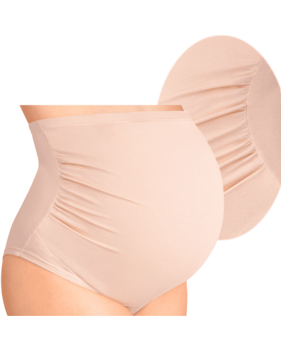 BAWEŁNIANE MAJTKI CIĄŻOWE ZOJA– NA DUŻY BRZUSZEK-beżowe