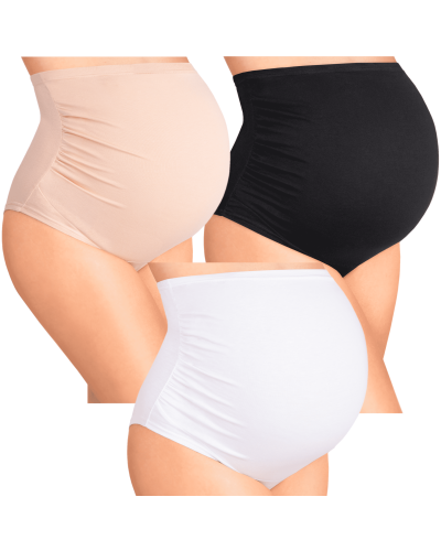 BAWEŁNIANE MAJTKI CIĄŻOWE ZOJA– NA DUŻY BRZUSZEK- mix- 3 sztuki