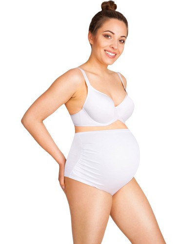 BAWEŁNIANE MAJTKI CIĄŻOWE ZOJA– NA DUŻY BRZUSZEK-białe