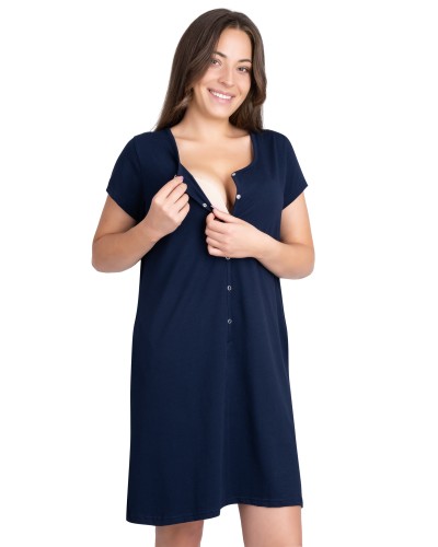 Koszula nocna ciążowa do karmienia piersią Panda z bocznymi kieszeniami