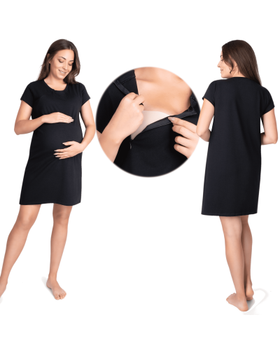 Koszula ciążowa do karmienia  do kangurowania na suwak XXL czarny