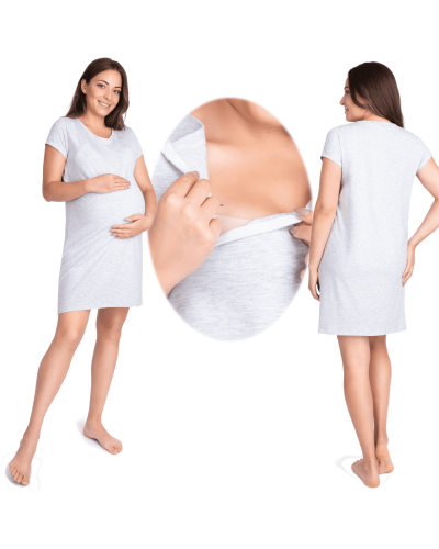 Koszula ciążowa do karmienia  do kangurowania na suwak XXL melanż