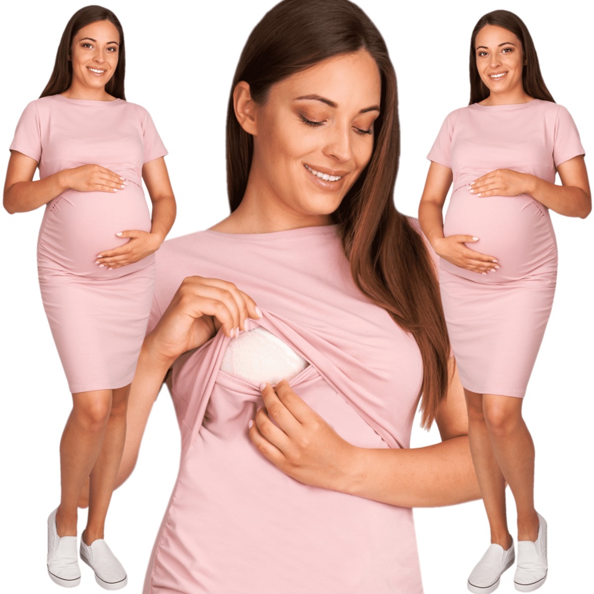 Sukienka ciążowa i do karmienia Angela – krótki rękaw